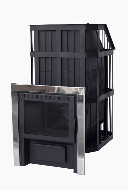 Печь банная "Сибирь" с закрытой каменкой. Панорамная дверца