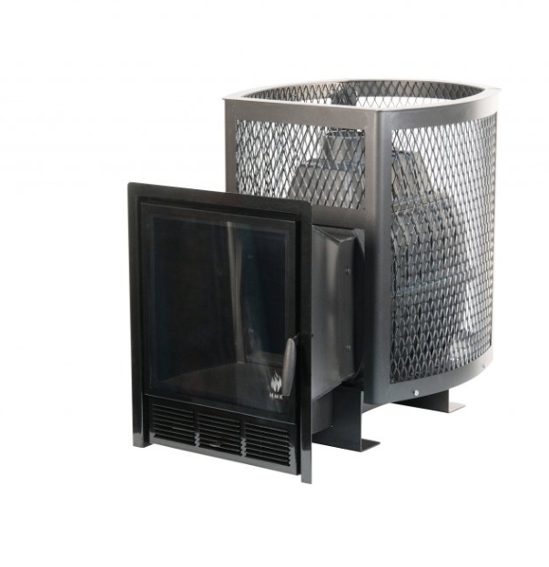 Печь банная чугунная "Сибирь-24" ПРО. Панорамная дверца (сетка)