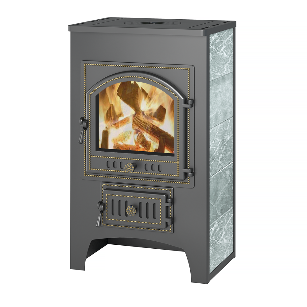 Печь-Камин ВЕЗУВИЙ ПК-01 (205) с плитой талькохлорит 12 кВт (200 м3) Ø 150 мм