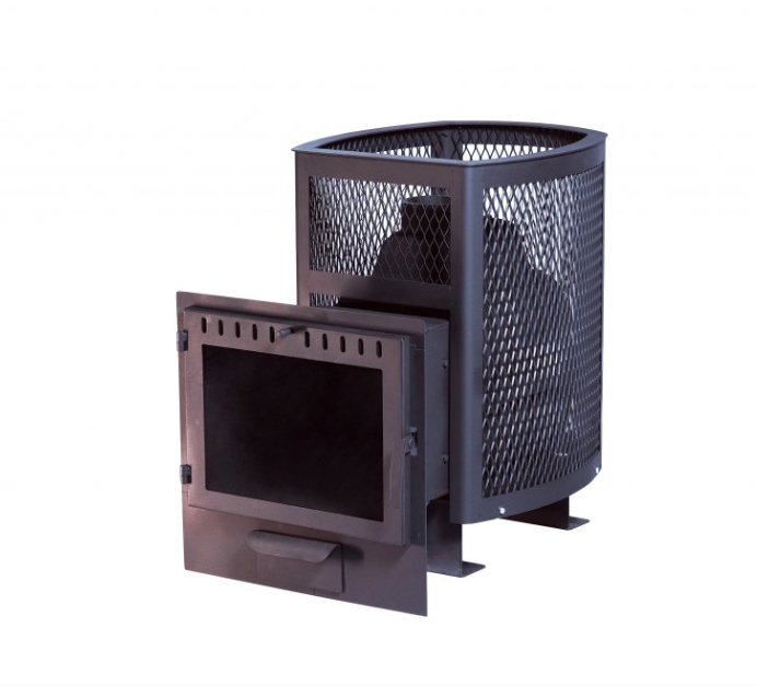 Печь банная чугунная"Сибирь-20". Панорамная дверца (сетка)