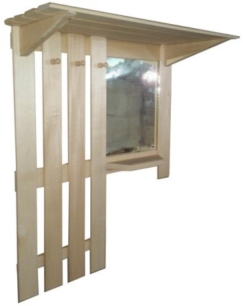 Полка-вешалка большая с зеркалом 3 крючка (П)