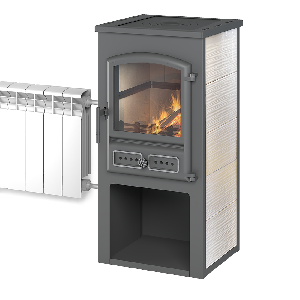 Камин ЭТНА (БКД) с плитой и т/о "Бежевый" Ø115мм