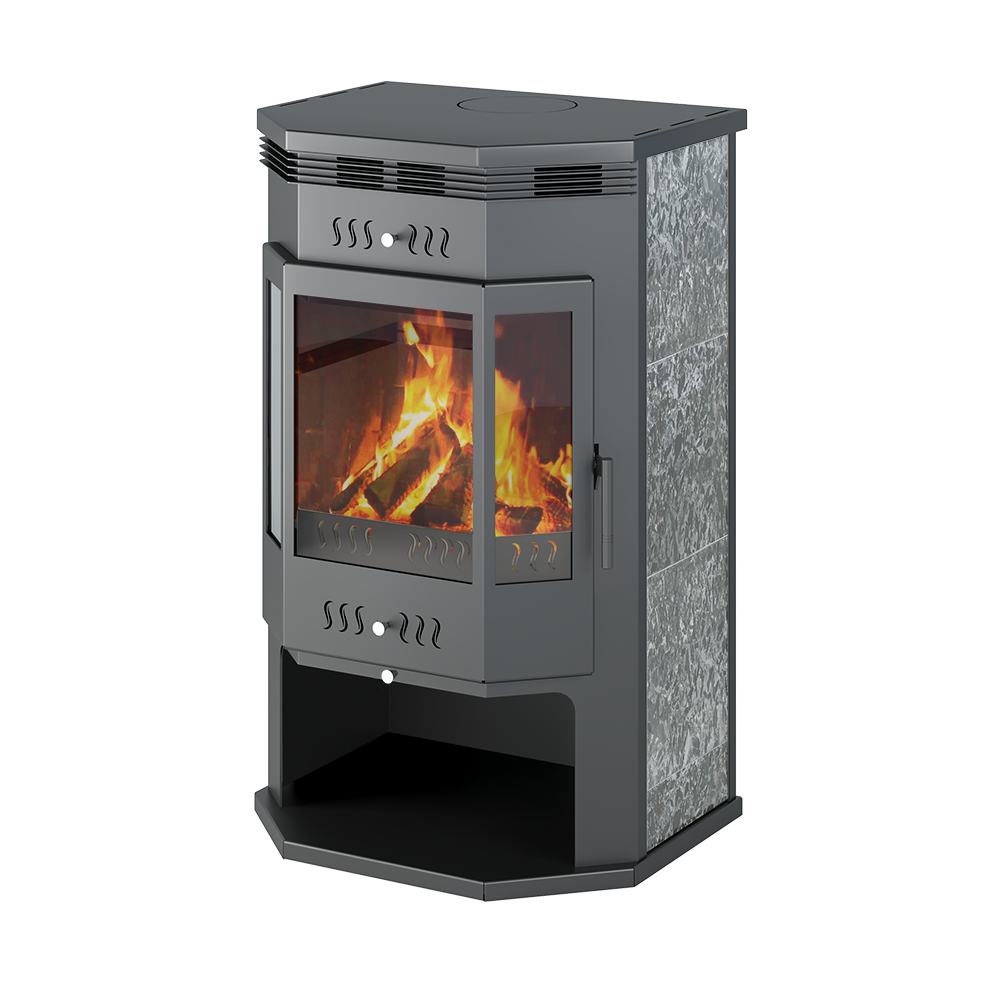 Печь-Камин ASTON 12 кВт (200 м3) Призматик (Пироксенит Элит) Ø 150мм