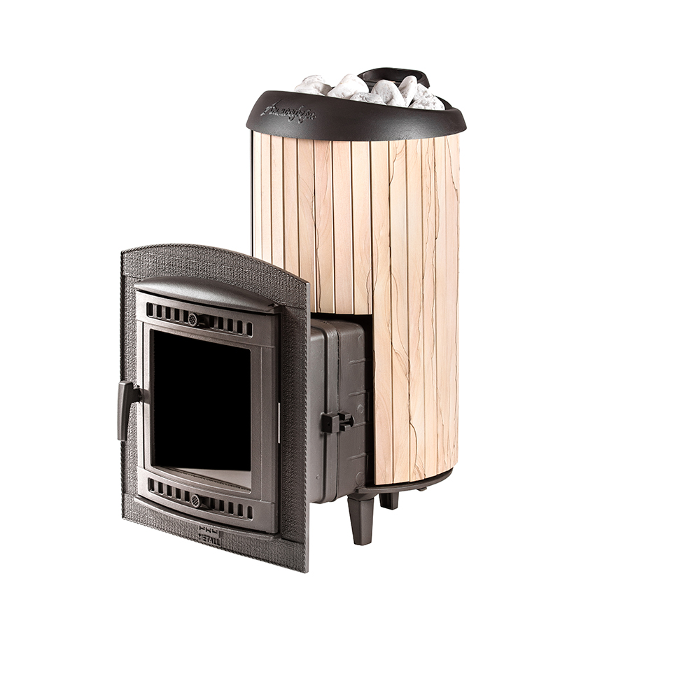 Печь банная "Атмосфера XL" ламели "Окаменевшее дерево" наборные