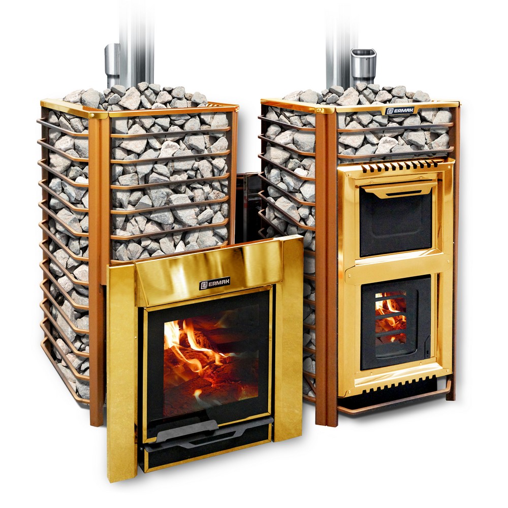 Печь банная ERMAK 36 Сетка Люкс GOLD (нержавеющая сталь)