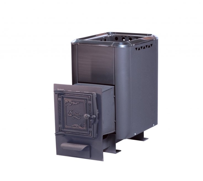 Печь банная чугунная "Сибирь-24". Универсальная чугунная дверца (конвекционная)