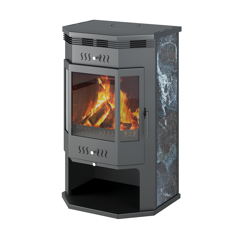 Печь-Камин ASTON 12 кВт (200 м3) Призматик (Амфиболит) Ø 150мм