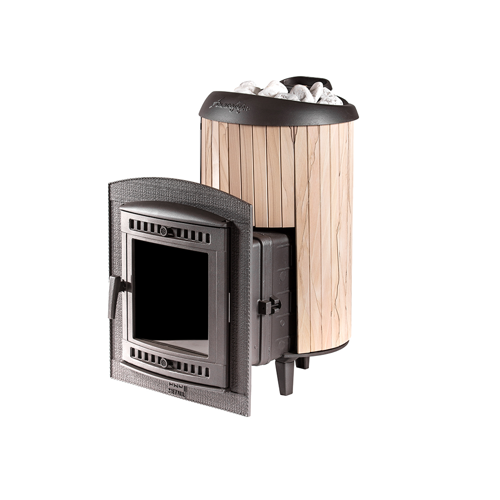 Печь банная "Атмосфера L" ламели "Окаменевшее дерево" наборные