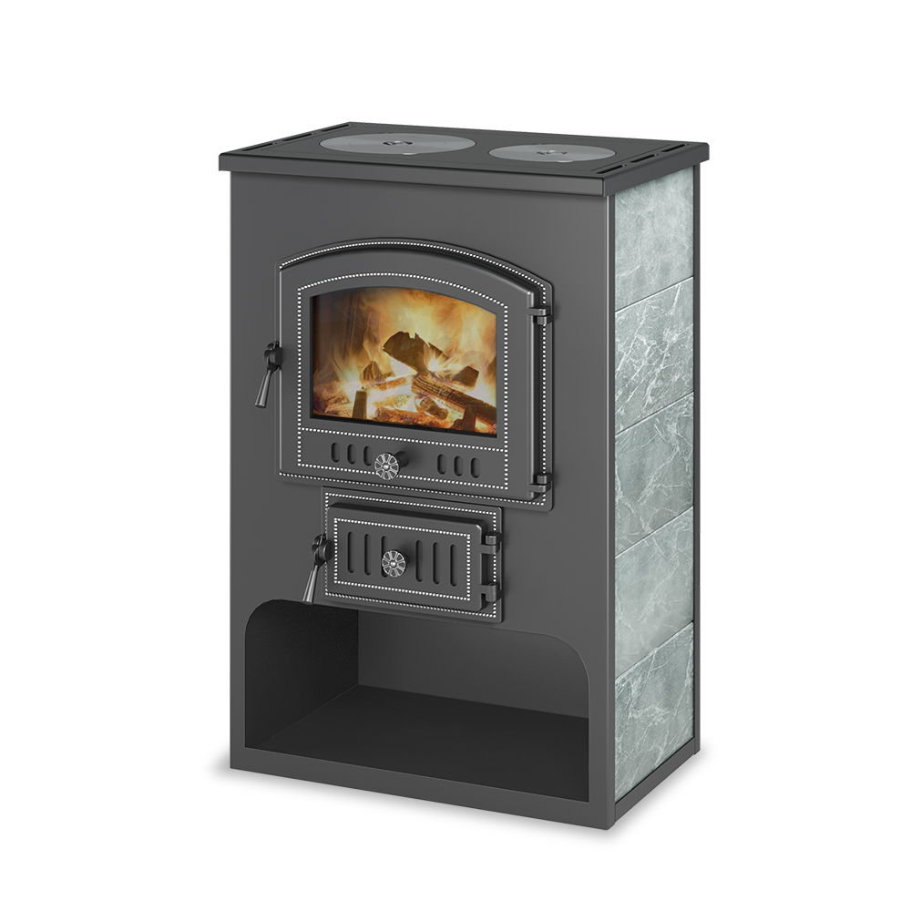  Печь-Камин ВЕЗУВИЙ ПК-03 (224) с плитой "Везувий В3" талькохлорит 12 кВт (200 м3) Ø150мм