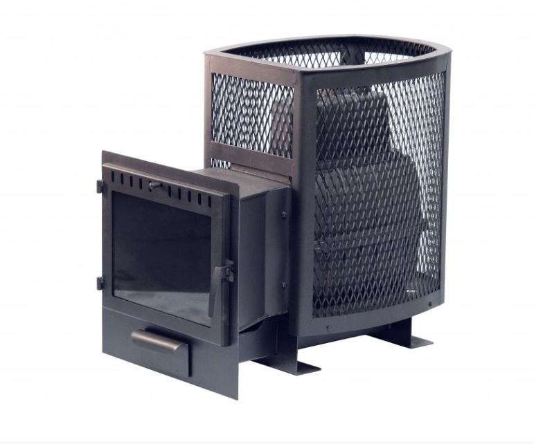 Печь банная чугунная"Сибирь-22". Панорамная дверца (сетка)