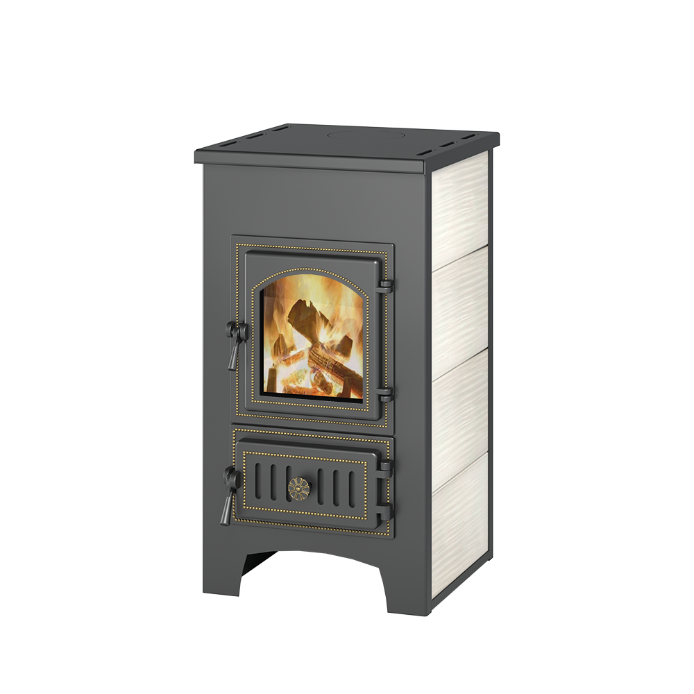 Печь-Камин ВЕЗУВИЙ ПК-01 (270) беж. 9 кВт (150 м3) Ø 115 ммм